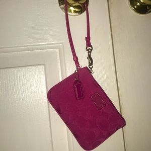 Hot pink coach wristlet